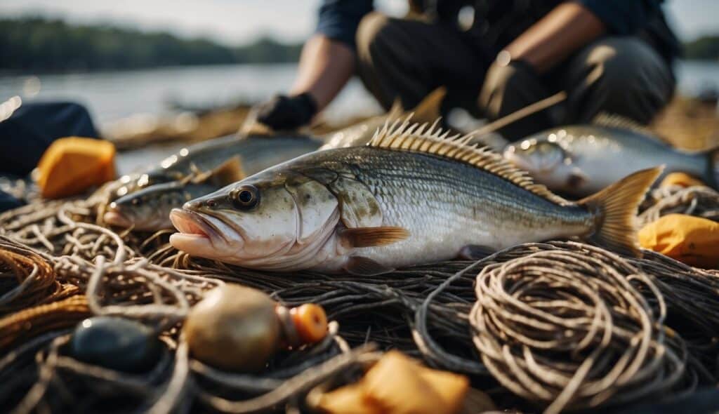 A sustainable fishing scene with fishing gear and methods